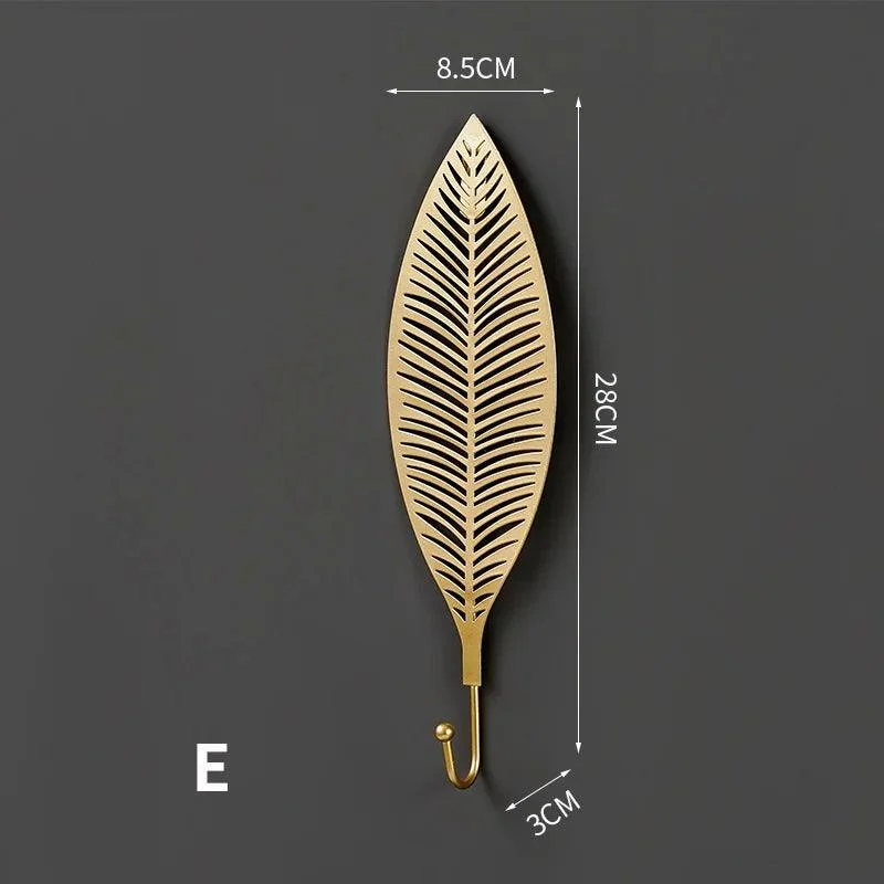 Nordic Gold Leaf Wall Hook: Stylish Hanging Storage Rack -