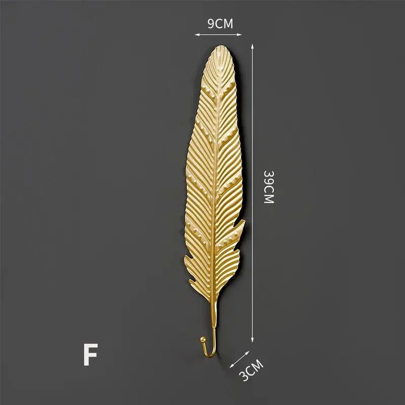 Nordic Gold Leaf Wall Hook: Stylish Hanging Storage Rack -