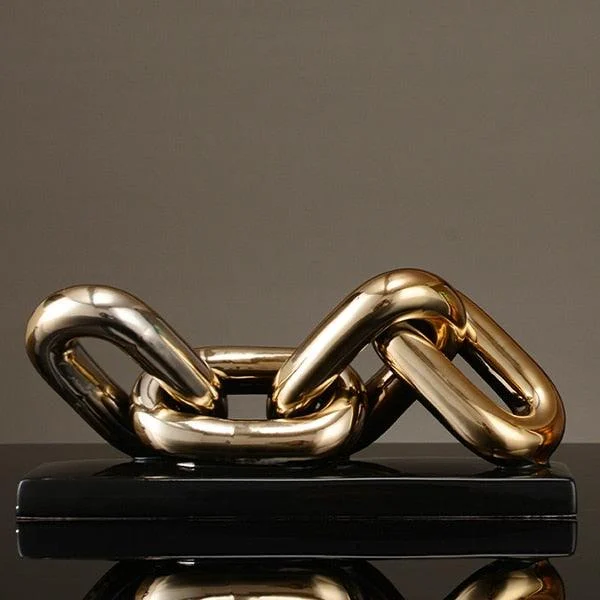 Nordic Golden Chain Ceramic Sculpture -