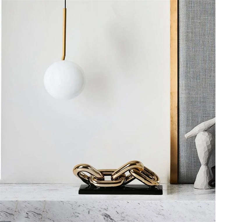 Nordic Golden Chain Ceramic Sculpture -