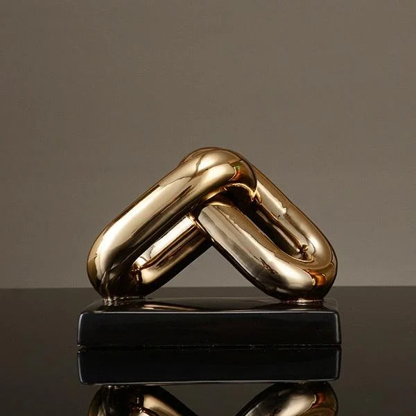 Nordic Golden Chain Ceramic Sculpture -