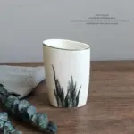 Nordic Green Plants Ceramic Bath Set Elegant Bathroom Accessories