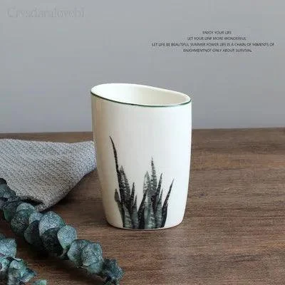 Nordic Green Plants Ceramic Bath Set: Elegant Bathroom Accessories -