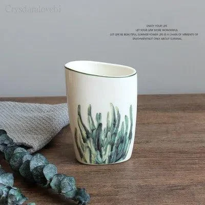 Nordic Green Plants Ceramic Bath Set: Elegant Bathroom Accessories -