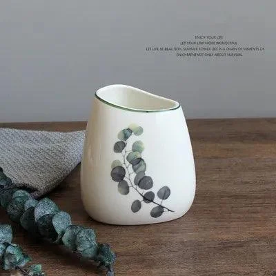 Nordic Green Plants Ceramic Bath Set: Elegant Bathroom Accessories -