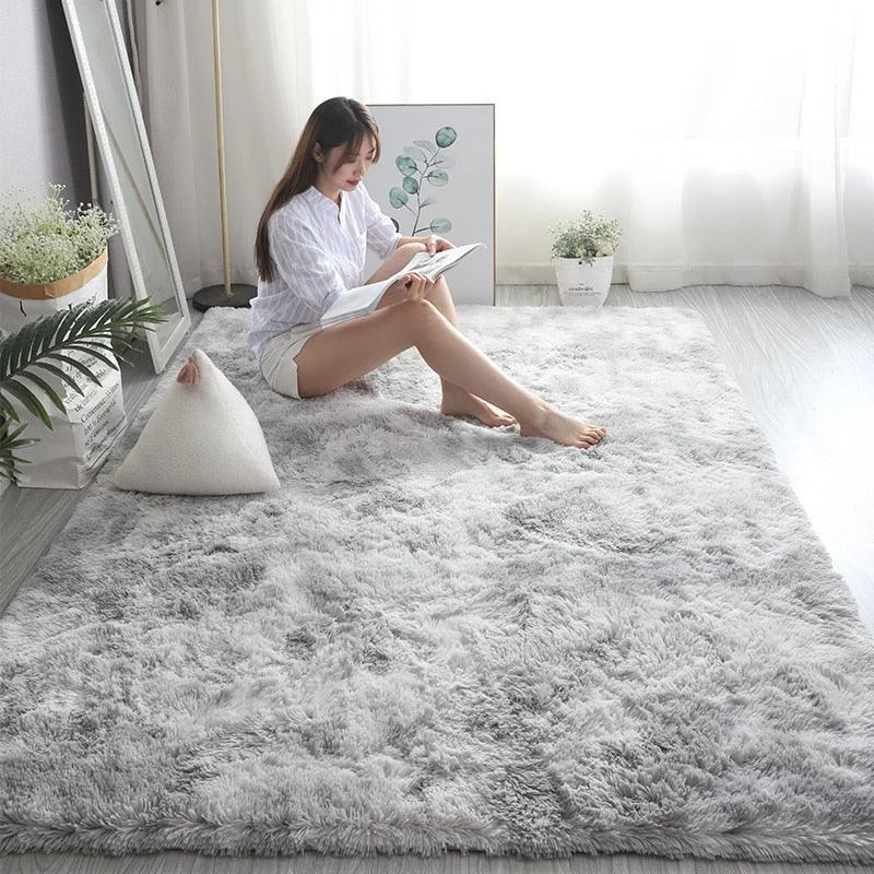 Nordic Grey White Kids Carpet Bedroom Fluffy Rugs Decoration Small Large Living Room -