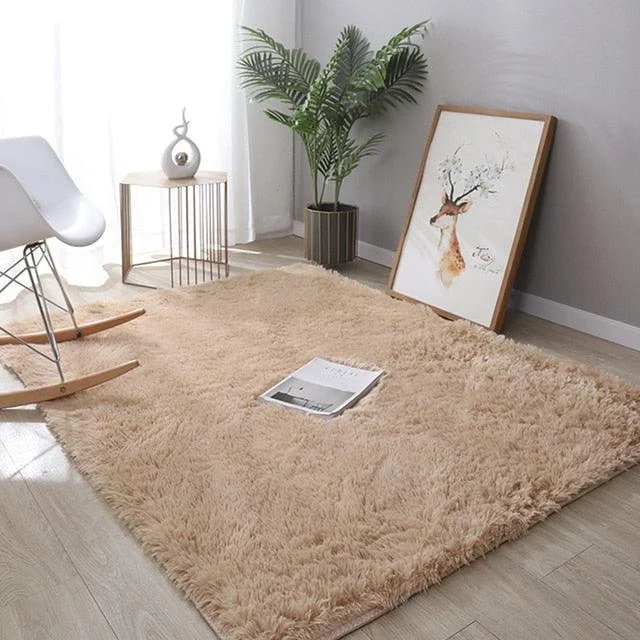 Nordic Grey White Kids Carpet Bedroom Fluffy Rugs Decoration Small Large Living Room -