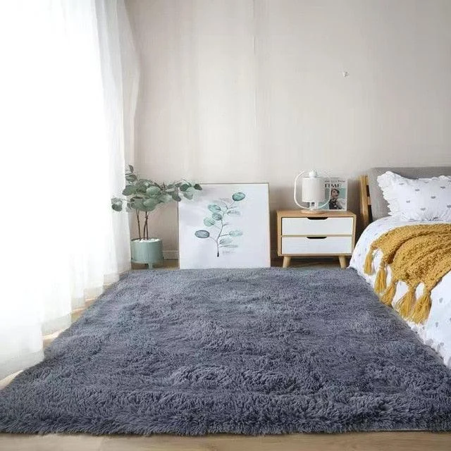 Nordic Grey White Kids Carpet Bedroom Fluffy Rugs Decoration Small Large Living Room -