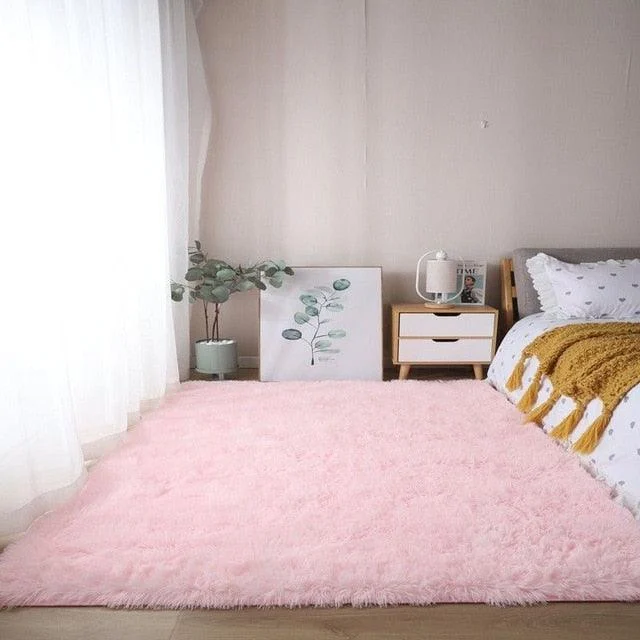 Nordic Grey White Kids Carpet Bedroom Fluffy Rugs Decoration Small Large Living Room -
