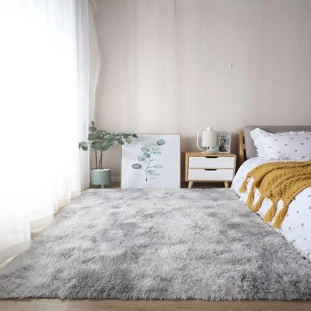 Nordic Grey White Kids Carpet Bedroom Fluffy Rugs Decoration Small Large Living Room -