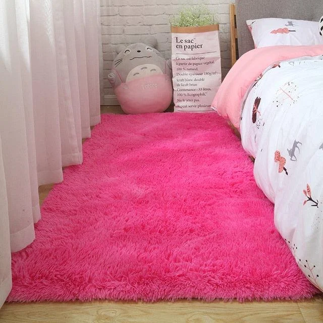 Nordic Grey White Kids Carpet Bedroom Fluffy Rugs Decoration Small Large Living Room -