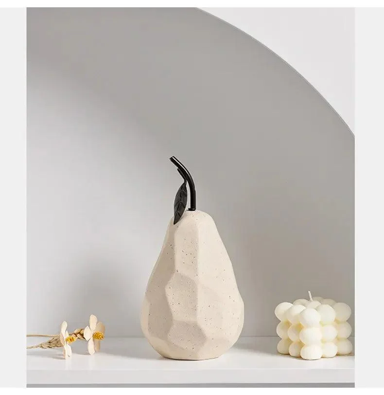 Nordic Hand-Crafted Off White Ceramic Apple and Pear -