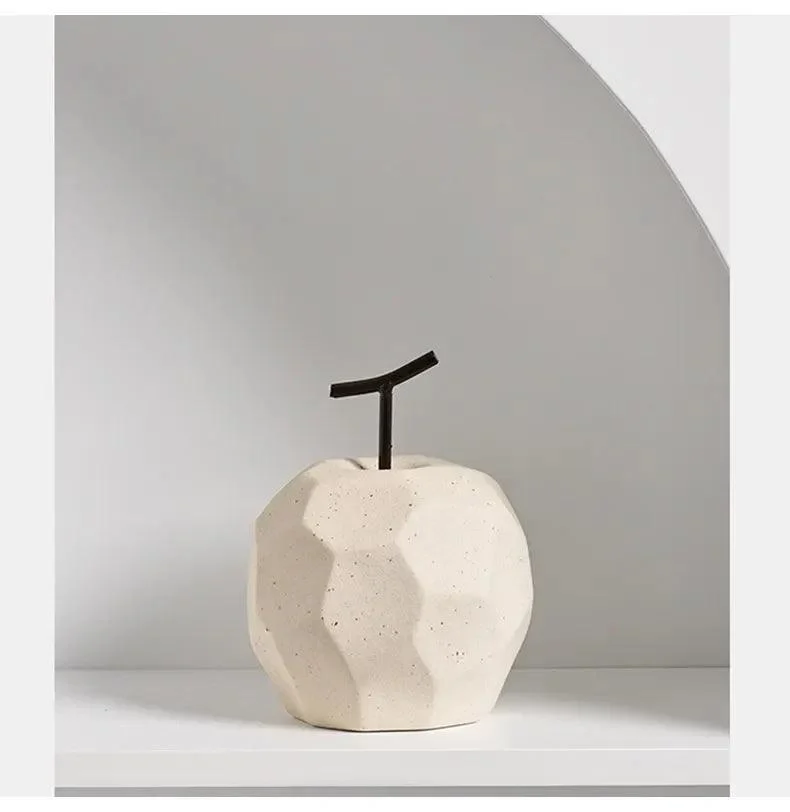 Nordic Hand-Crafted Off White Ceramic Apple and Pear -