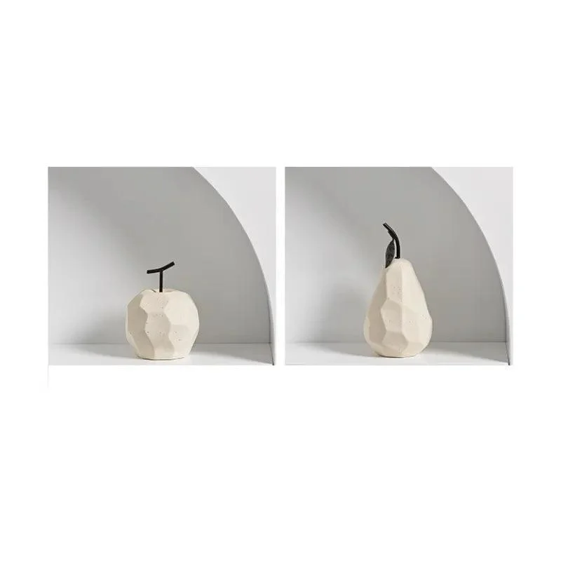 Nordic Hand-Crafted Off White Ceramic Apple and Pear -