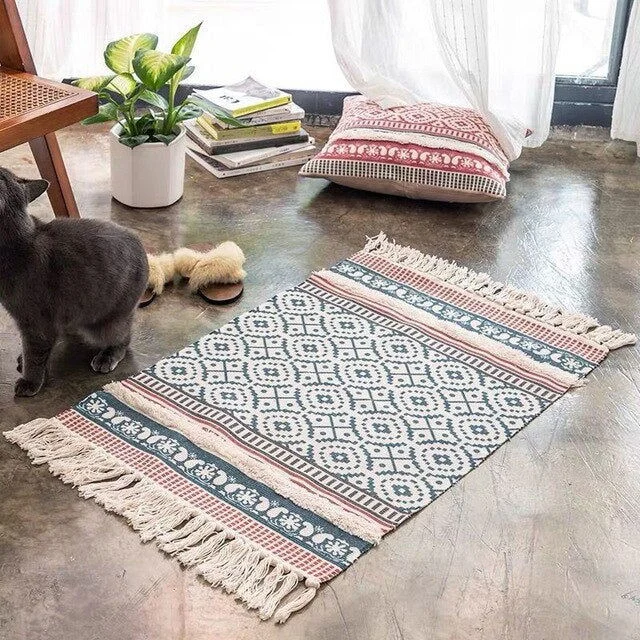 Nordic Handmade Tassel Cotton Tuft Woven Indian Rugs and Carpets -