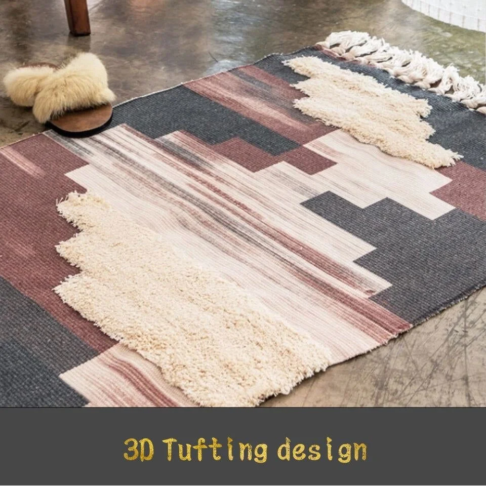 Nordic Handmade Tassel Cotton Tuft Woven Indian Rugs and Carpets -