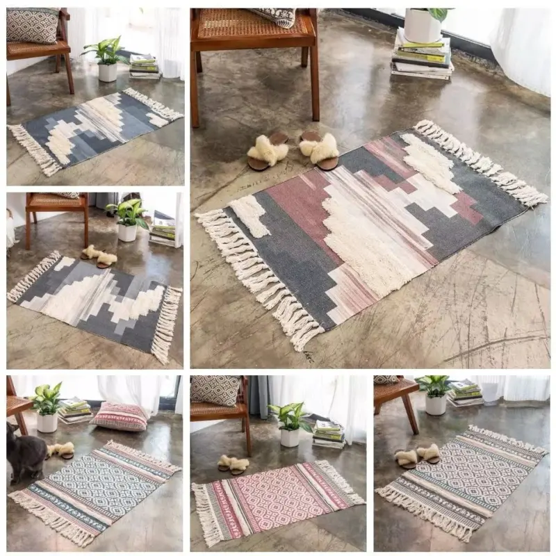 Nordic Handmade Tassel Cotton Tuft Woven Indian Rugs and Carpets