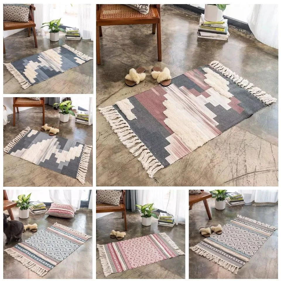 Nordic Handmade Tassel Cotton Tuft Woven Indian Rugs and Carpets -