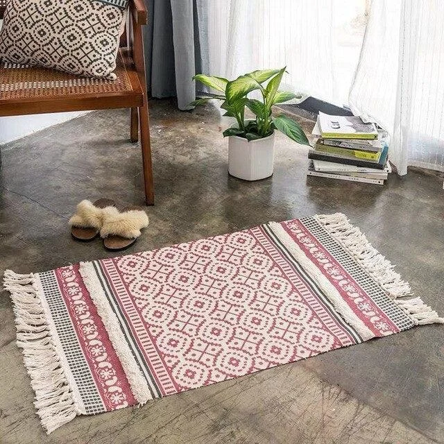 Nordic Handmade Tassel Cotton Tuft Woven Indian Rugs and Carpets -