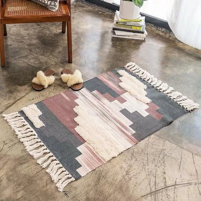 Nordic Handmade Tassel Cotton Tuft Woven Indian Rugs and Carpets -