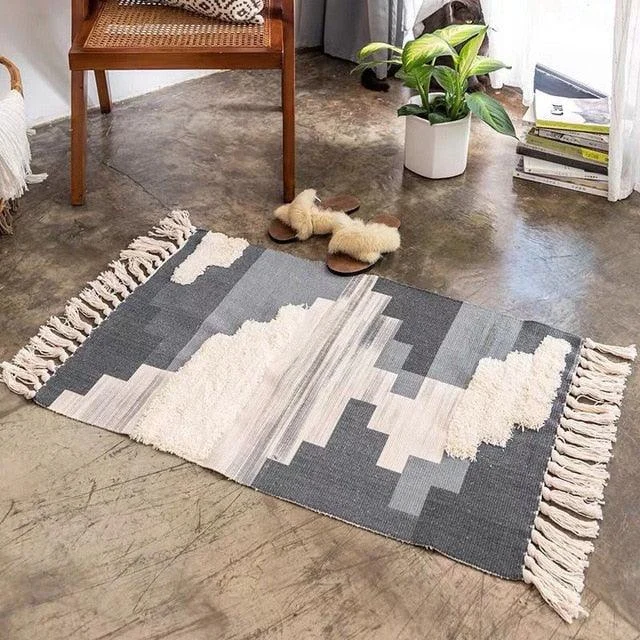 Nordic Handmade Tassel Cotton Tuft Woven Indian Rugs and Carpets -