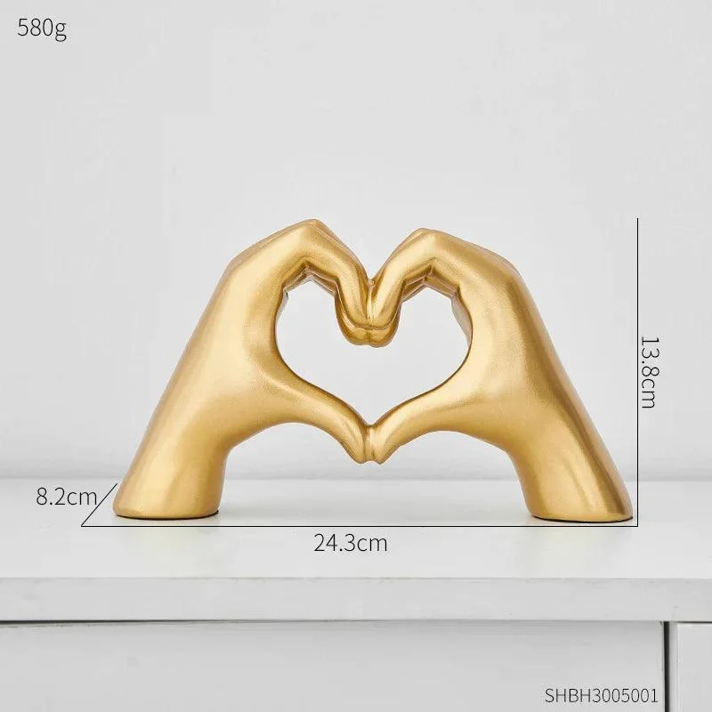 Nordic Heart Gesture Sculpture Resin Abstract Hand Love -