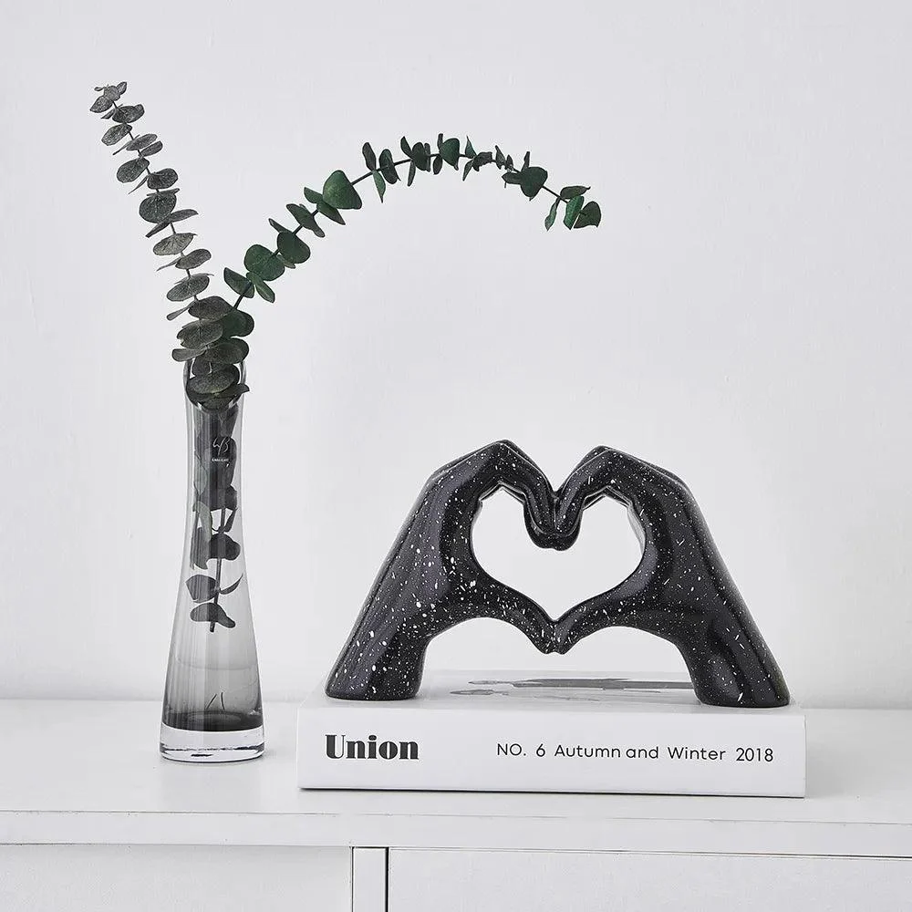 Nordic Heart Gesture Sculpture Resin Abstract Hand Love -