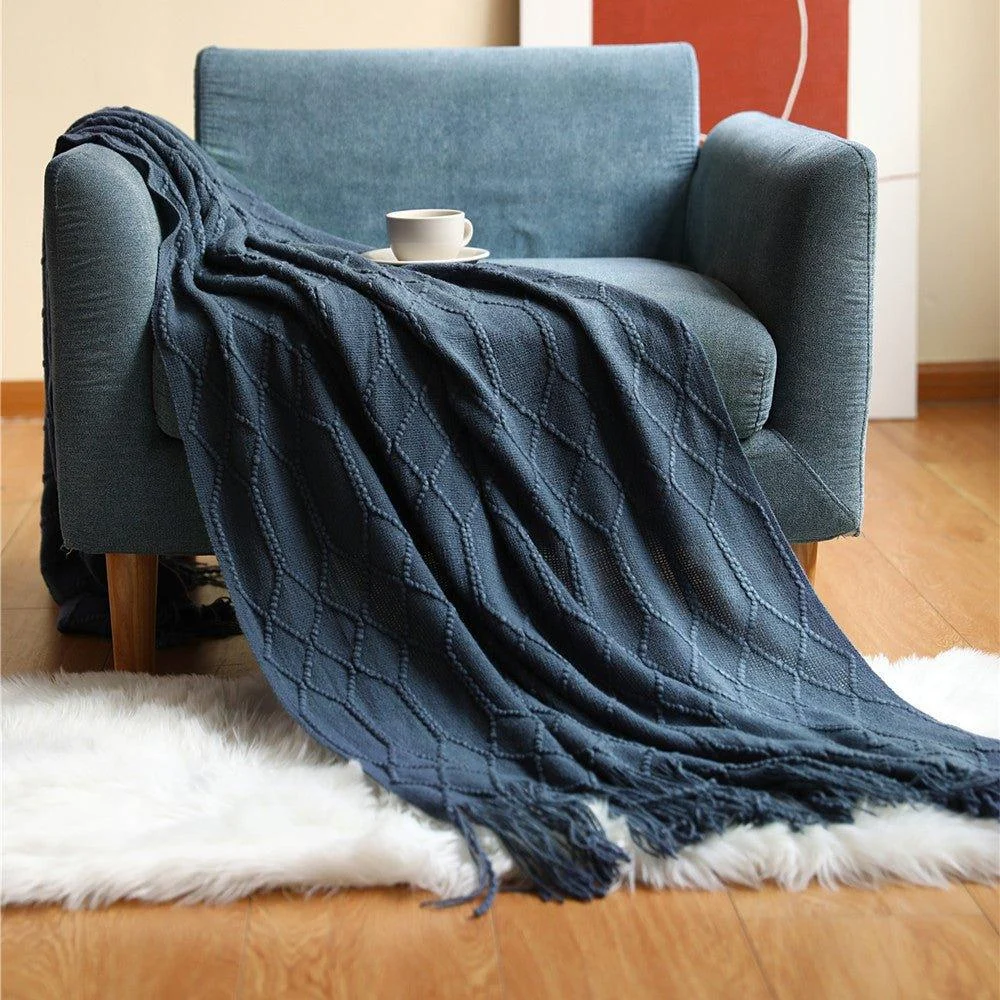 Nordic Knitted Diamond Blanket -