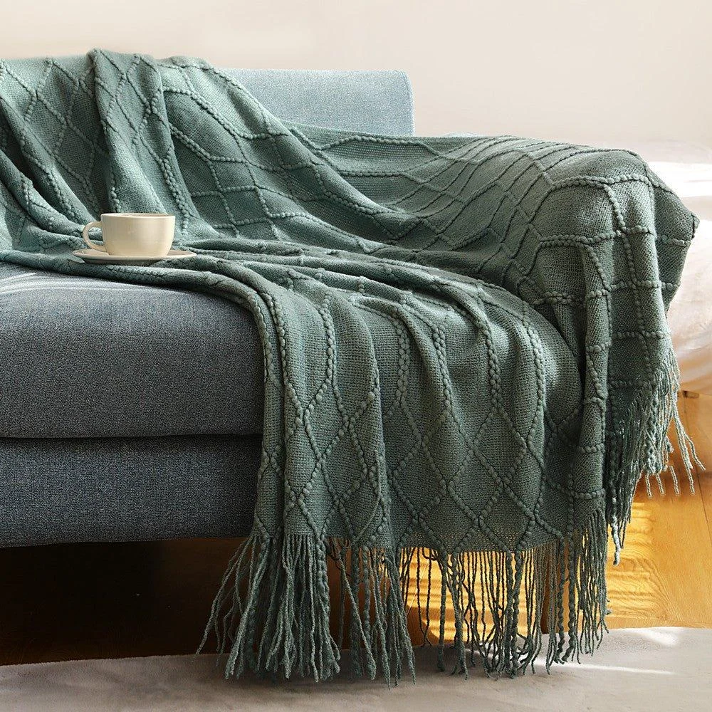 Nordic Knitted Diamond Blanket -