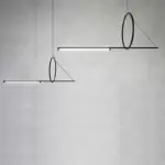 Nordic LED Pendant Lighting Black Iron Line Strip Hanging Lamp Home Decor