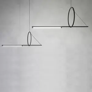 Nordic LED Pendant Lighting Black Iron Line Strip Hanging Lamp Home Decor