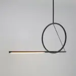 Nordic LED Pendant Lighting Black Iron Line Strip Hanging Lamp Home Decor