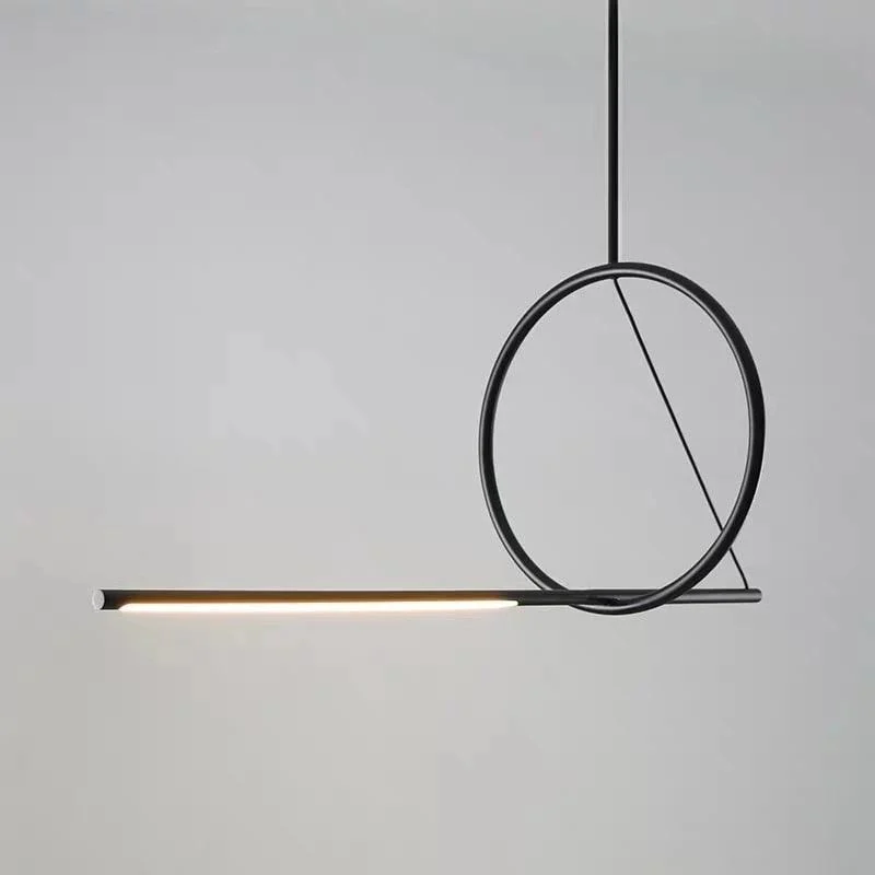 Nordic LED Pendant Lighting Black Iron Line Strip Hanging Lamp Home Decor -