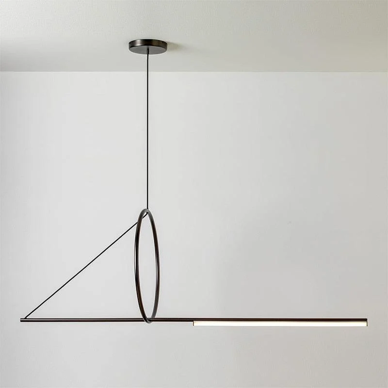 Nordic LED Pendant Lighting Black Iron Line Strip Hanging Lamp Home Decor -