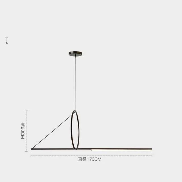 Nordic LED Pendant Lighting Black Iron Line Strip Hanging Lamp Home Decor -