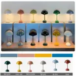 Nordic LED Table Lamp Rechargeable Flower Bud Mushroom Lighting Bedroom Decor