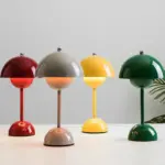 Nordic LED Table Lamp Rechargeable Flower Bud Mushroom Lighting Bedroom Decor