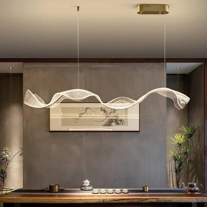 Nordic Leave Art LED Pendant Lighting Acrylic Dimmable Chandelier -