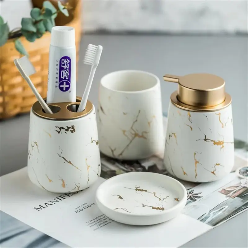 Nordic Marble 4 Piece Bathroom Set