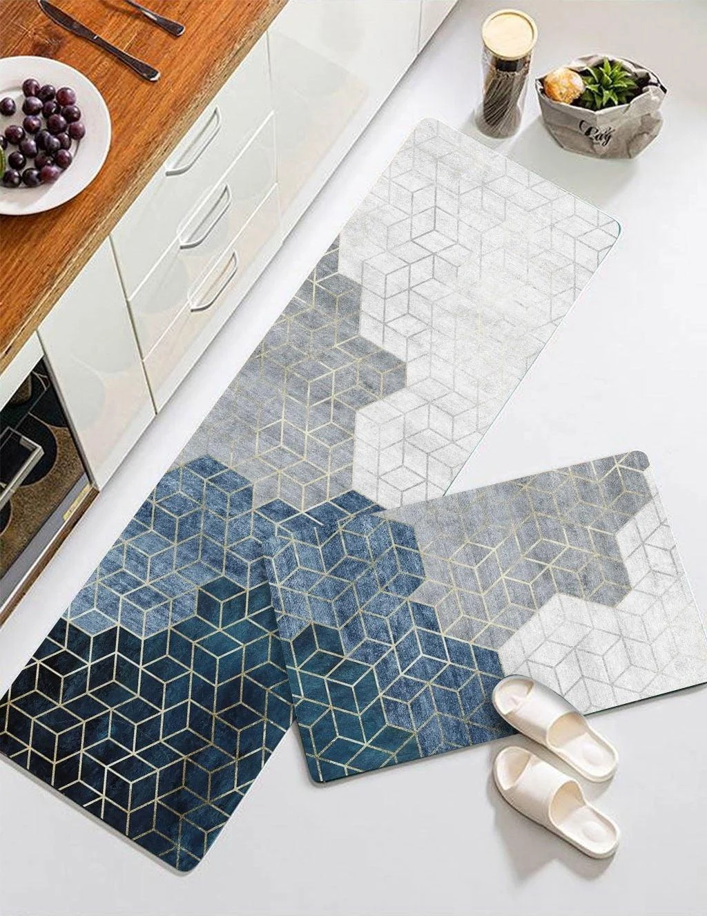 Nordic Marble Tiles Rugs Anti slip Mat for Floor Washable Carpet Living Room -