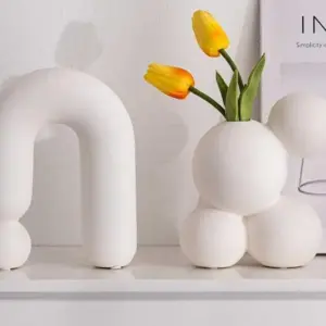 Nordic Modern Abstract Ceramic Wabi Sabi Vase - 