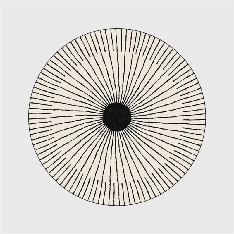 Nordic Modern Black White Circle Strip Round Geometric Rugs and Carpets