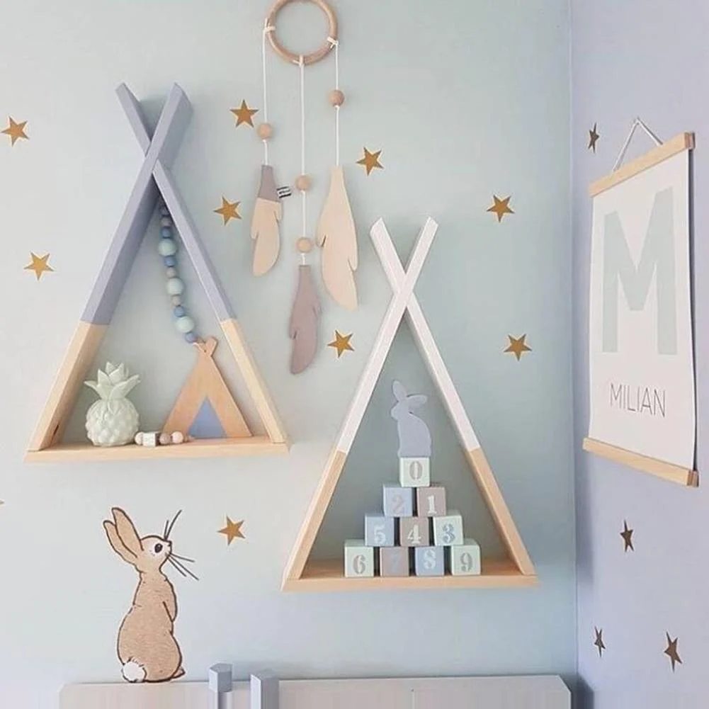 Nordic Nursery Wooden Teepee Shelf -