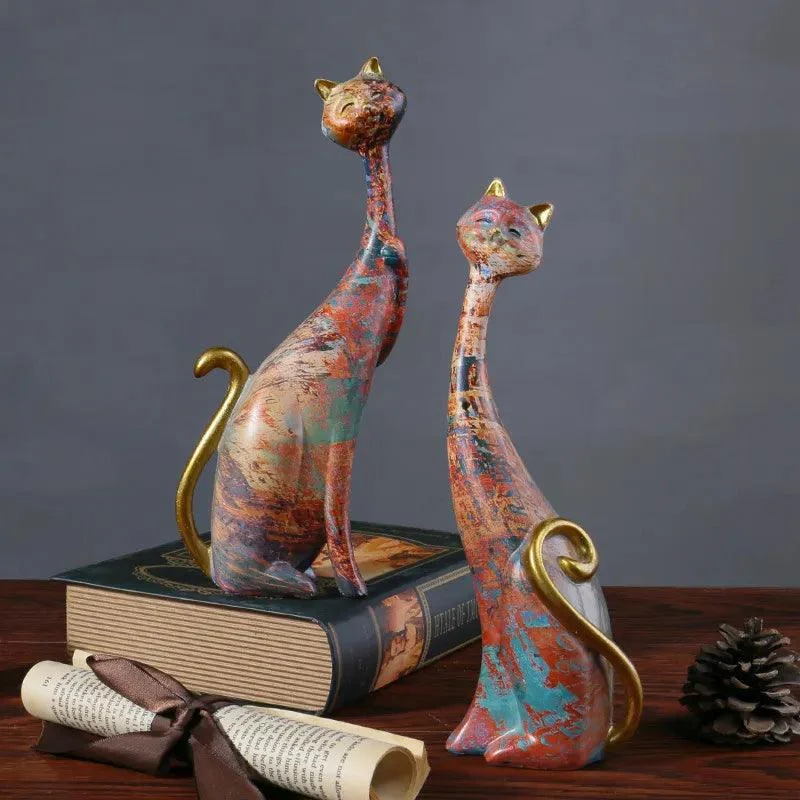 Nordic Resin Abstract Cat Statue -