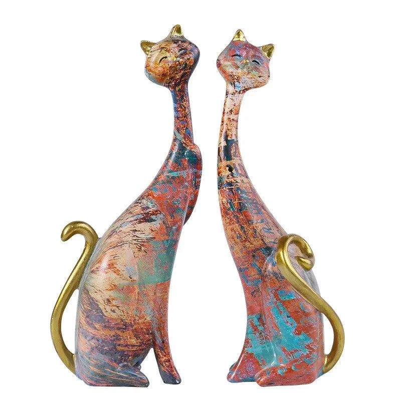 Nordic Resin Abstract Cat Statue -