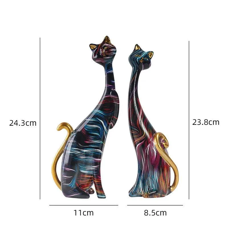 Nordic Resin Abstract Cat Statue -