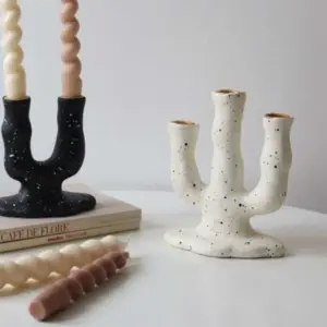 Nordic Resin Candle Holders with Dot Pattern - 