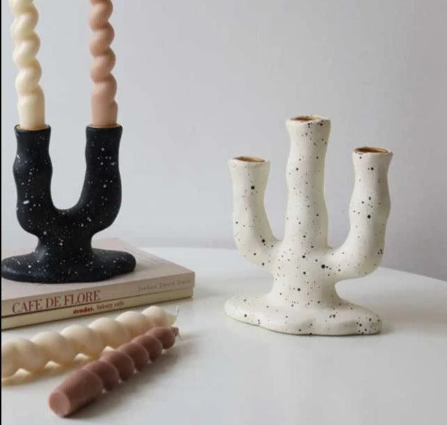 Nordic Resin Candle Holders with Dot Pattern -