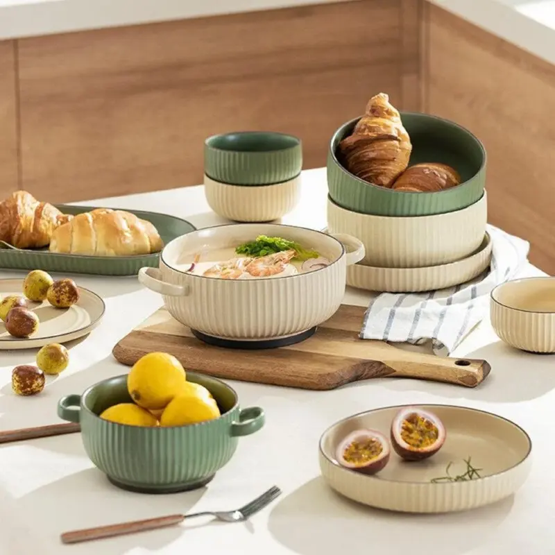 Nordic Ripple Ceramic Ramen Bowl