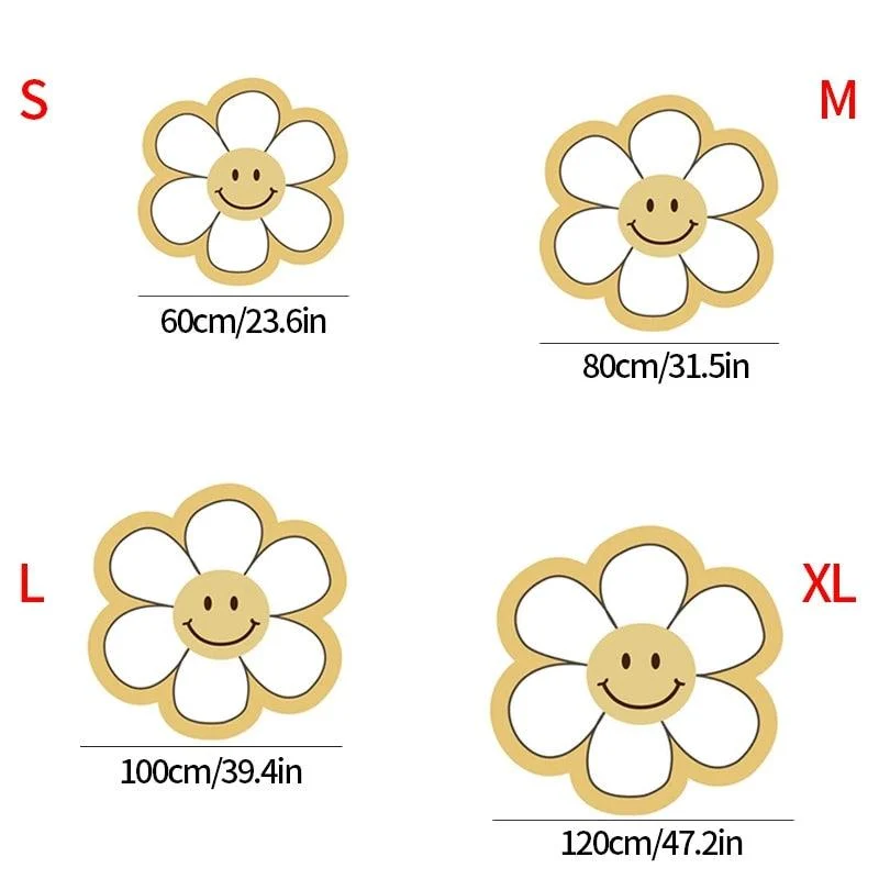 Nordic Smile Sunflower Rugs Living Room Round Carpet Decor -